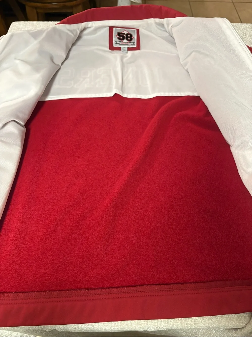 OU Crimson Full-Zip Jacket with White Trim 58 Sports Size L